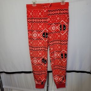 Marvel Dead Pool Christmas Women Red Jogger Pajama Small